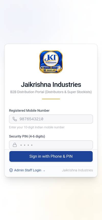 JKI Orders B2B Platform mobile screen preview